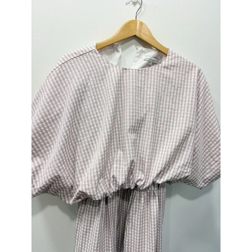 English Factory XS Purple Gingham Seersucker Top Maxi  Skirt 2 Piece Set